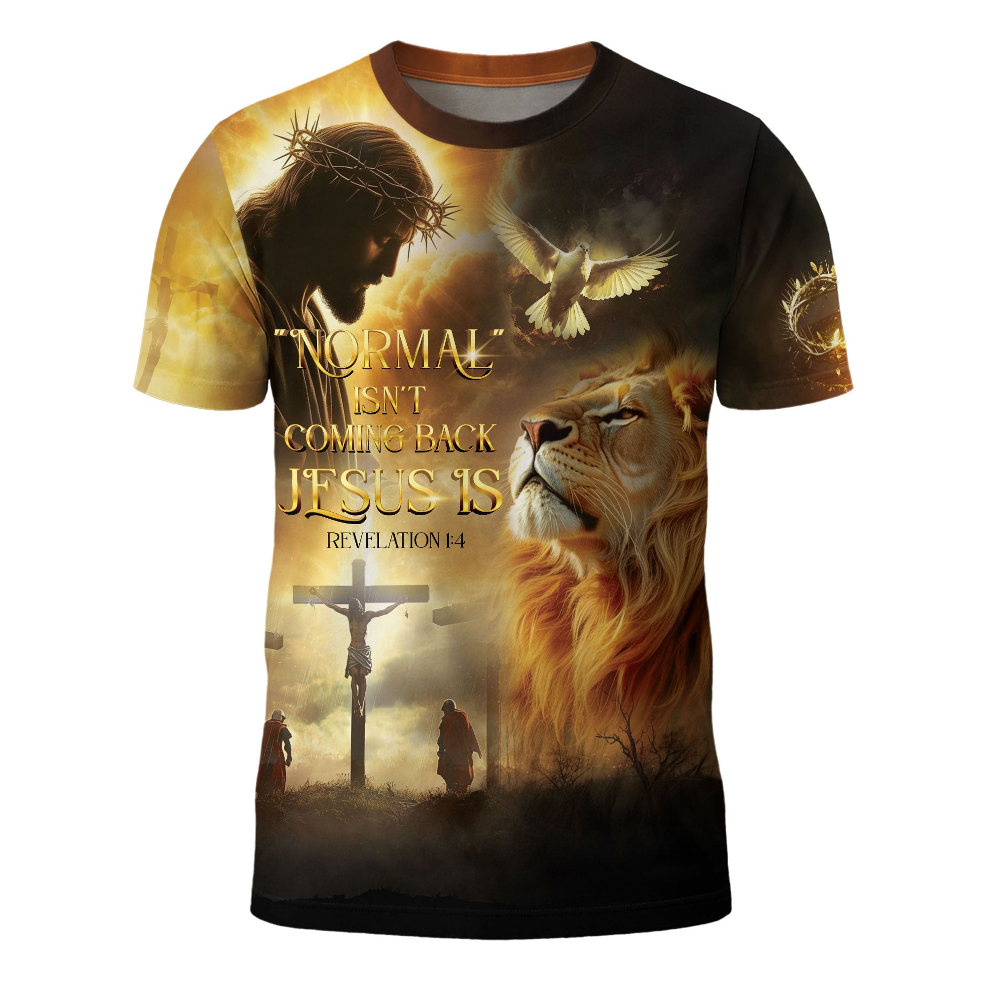Revelation Light “Jesus Is Coming Back” Lion and Cross Christian T-Shirt