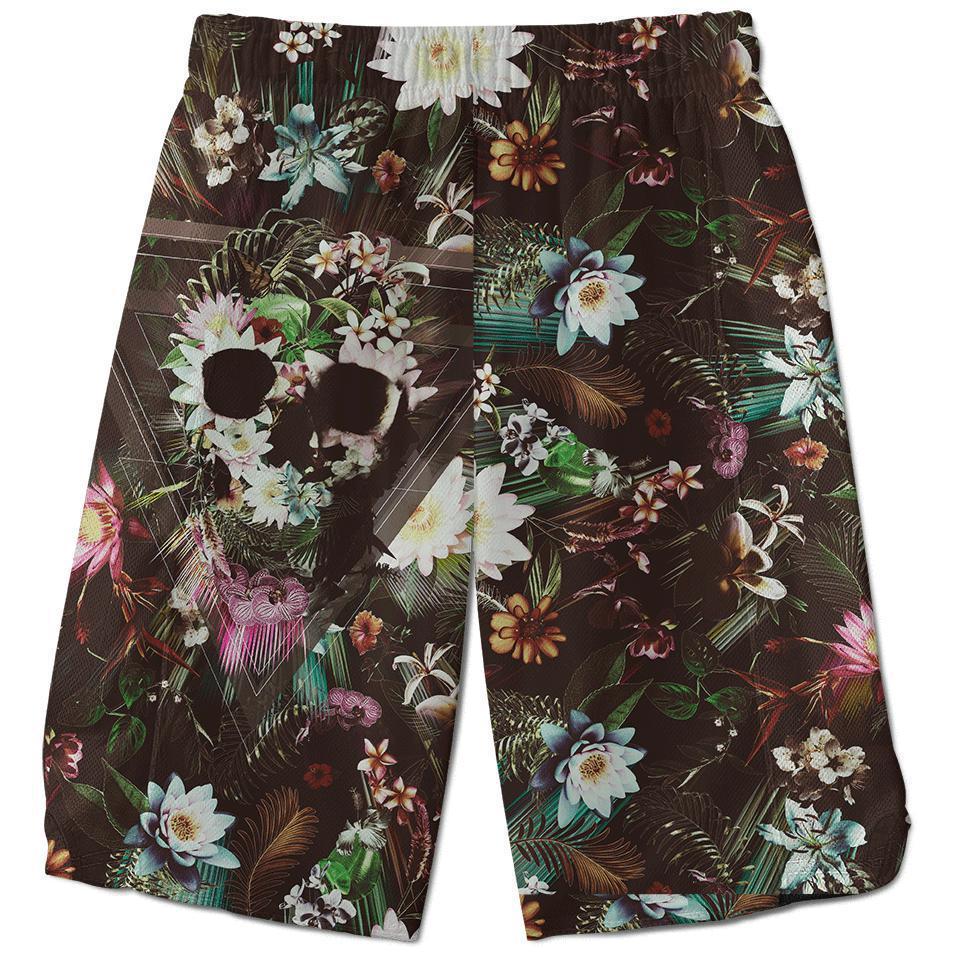 Flower Skull Shorts