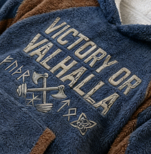 Men's Flannel Viking Nordic Victory Or Valhalla Streetwear Hoodie