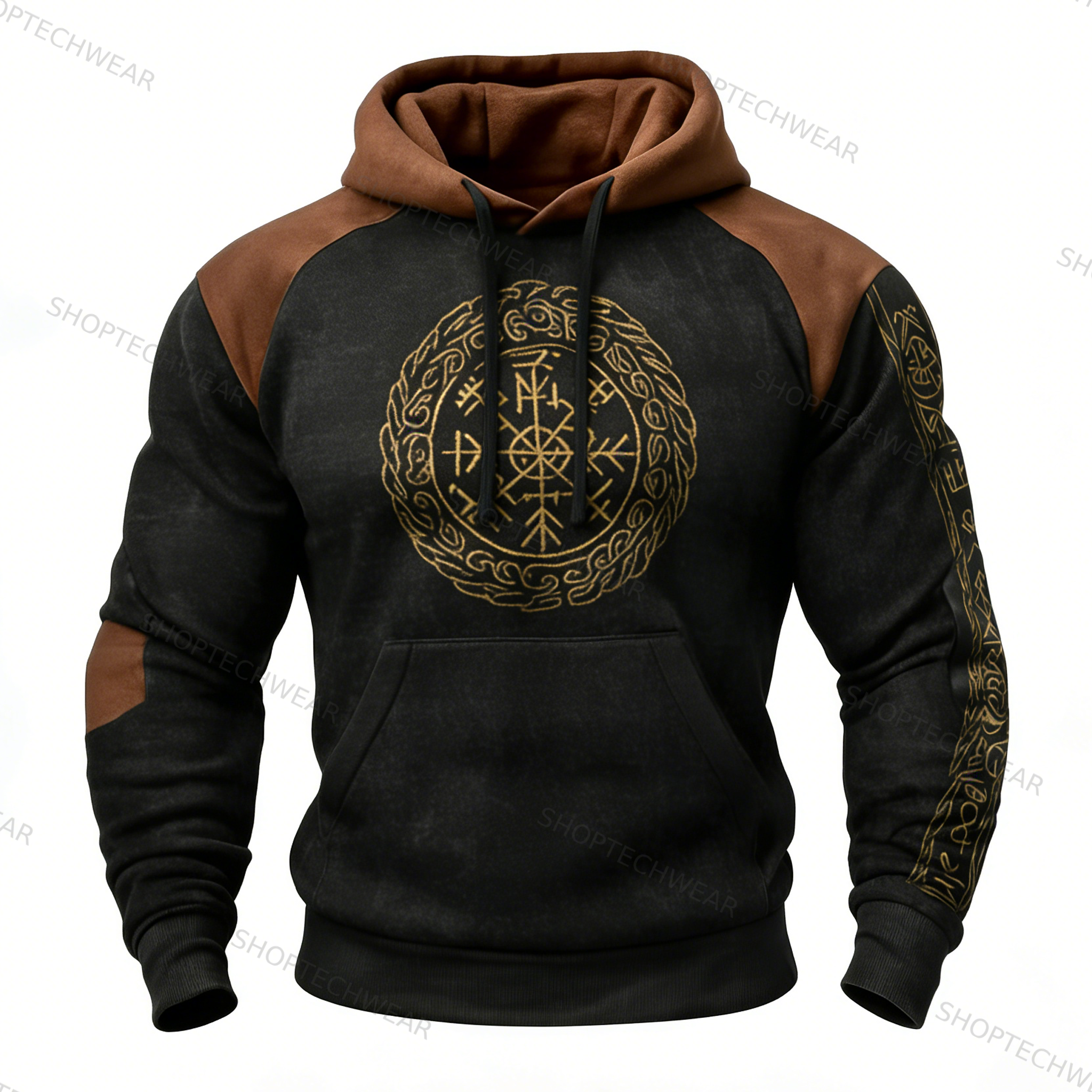 Nordic Viking Style Vegvísir Casual Long-Sleeve Hoodie