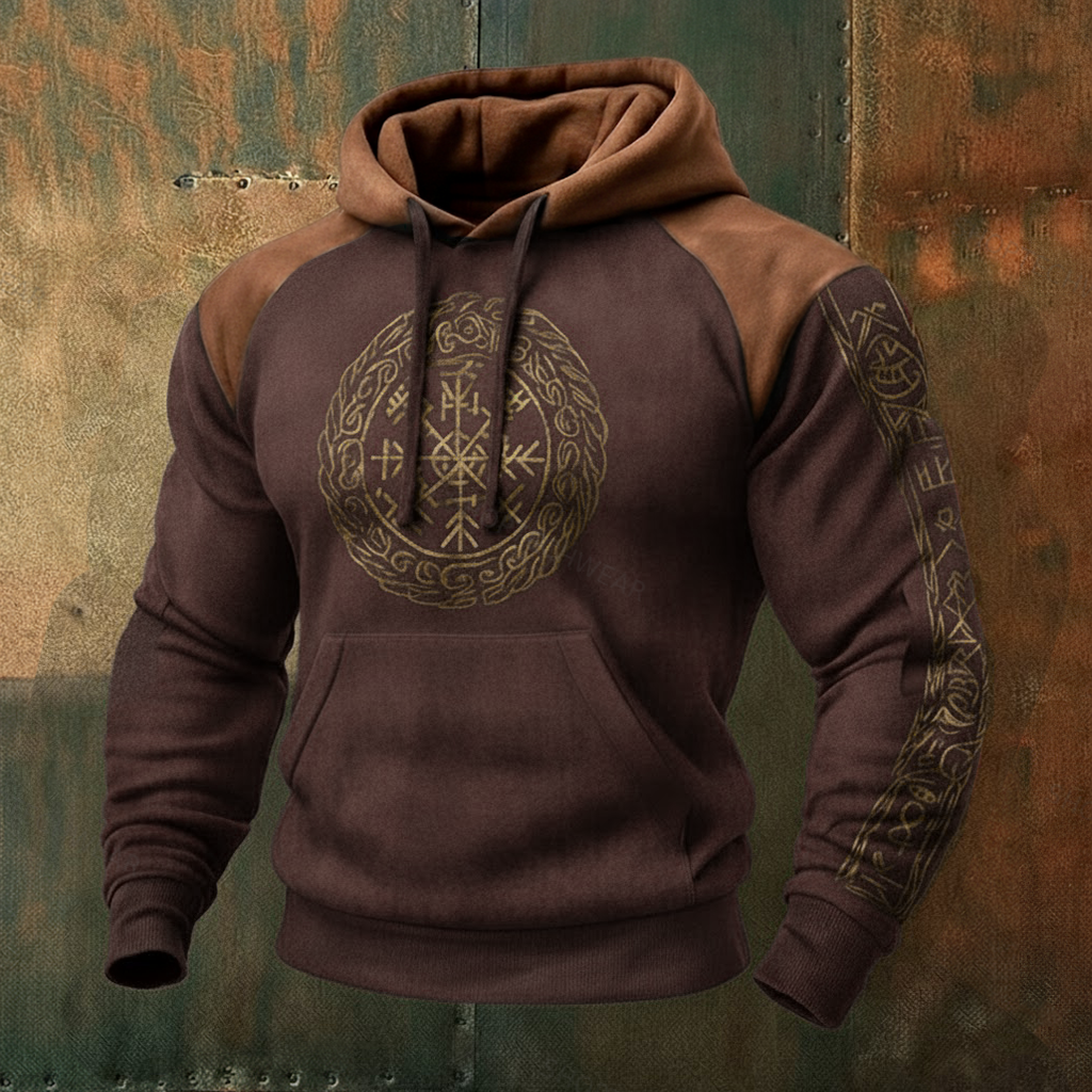 Nordic Viking Style Vegvísir Casual Long-Sleeve Hoodie