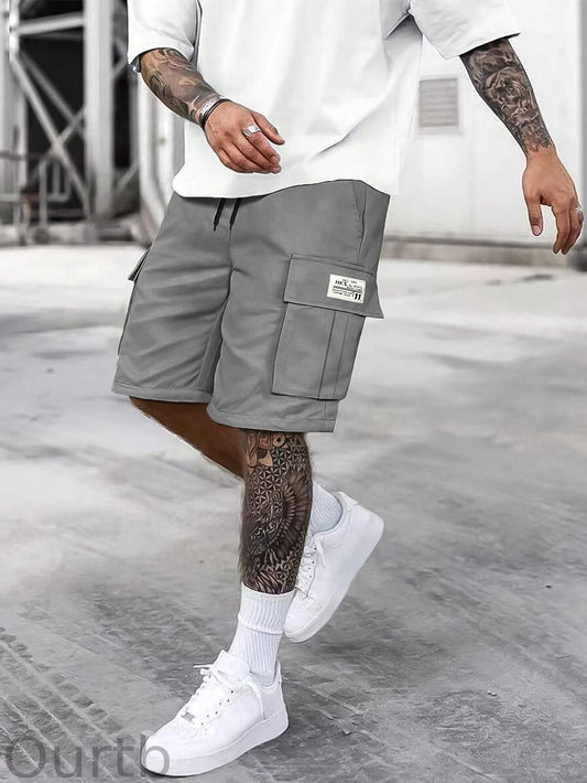 Men's Solid Color Cargo Shorts With Multiple Pockets