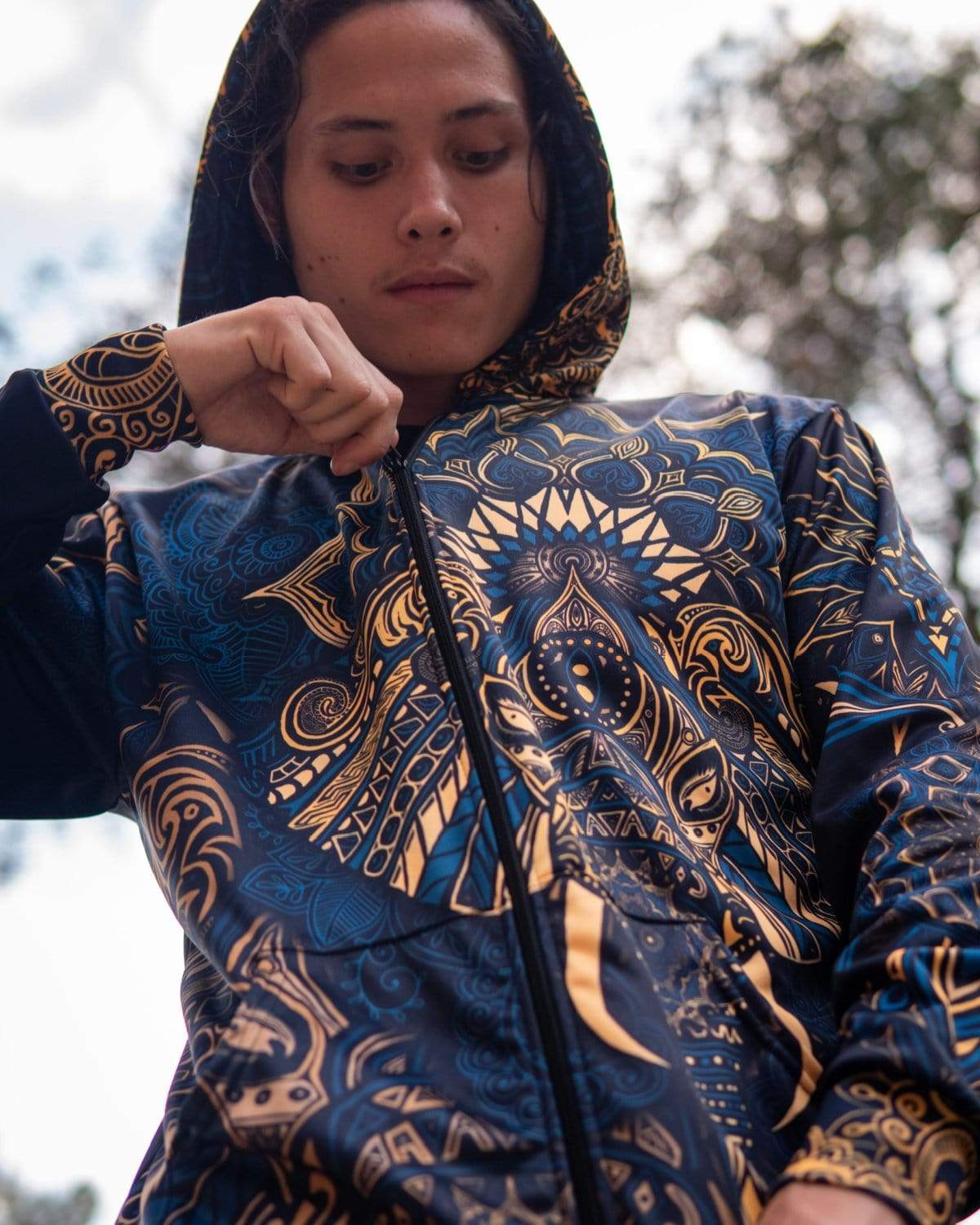 Elephant Mandala Zip Hoodie