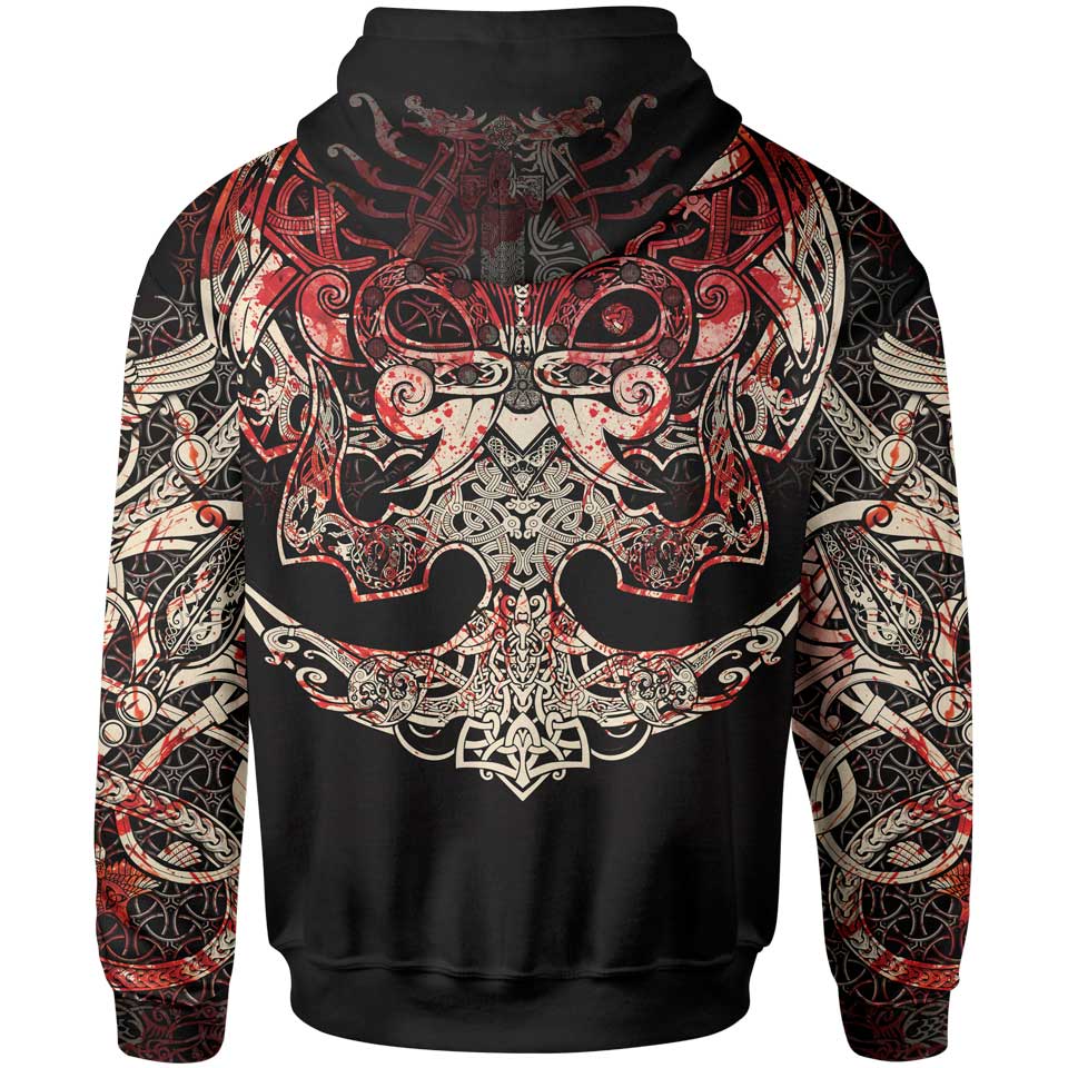 Muninn Bloody Zip Hoodie-Limited