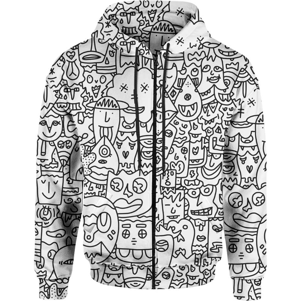 Pretty Done's Doodle Zip Hoodie