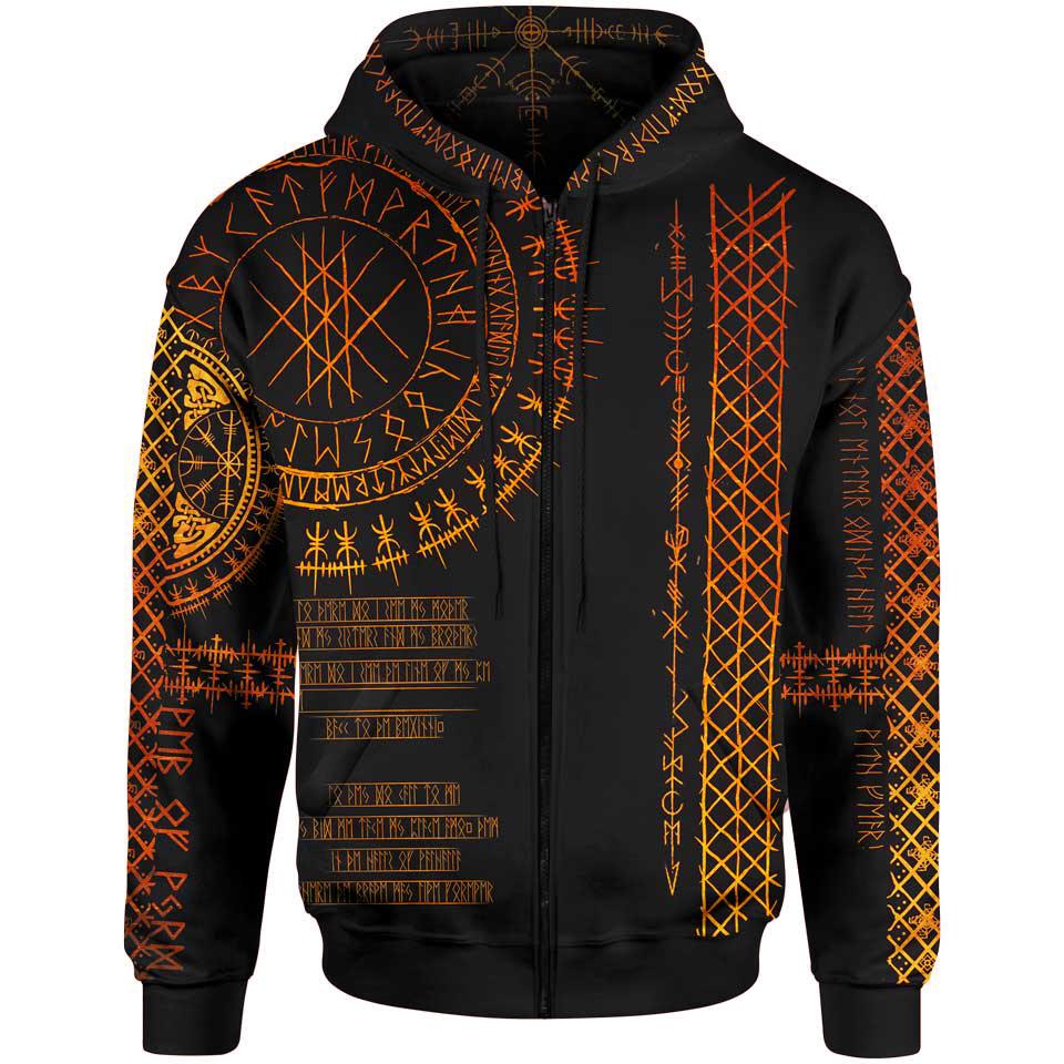 Viking Runes Zip Hoodie