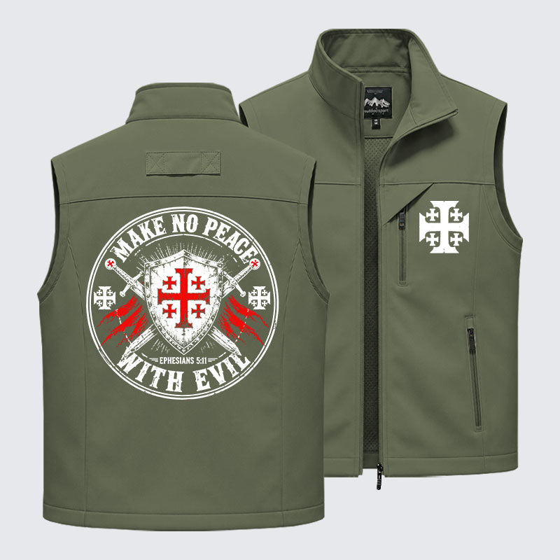 Make No Peace with Evil Knight Templar Jerusalem Cross Outdoor Quick-dry Vest