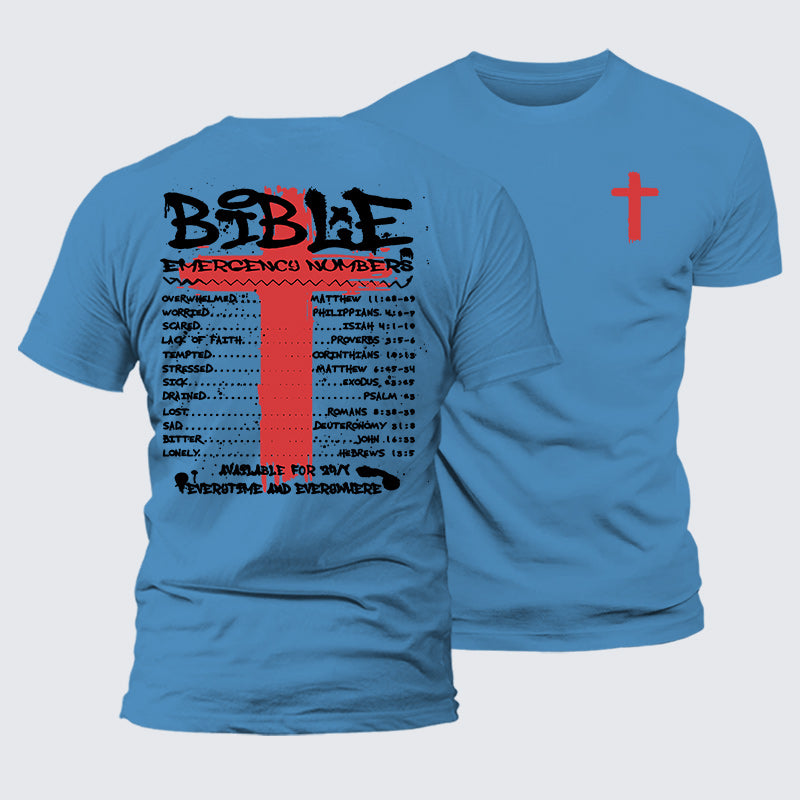 Luxe Mercerized Cotton Tee - Bible Emergency Numbers