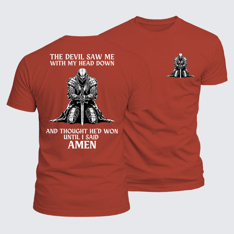 Luxe Mercerized Cotton Tee - The Devil Saw Me Until I Said Amen