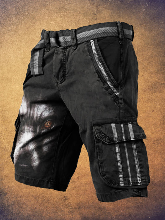 Fenrir’s Eyes Viking Art Men's Cargo Shorts