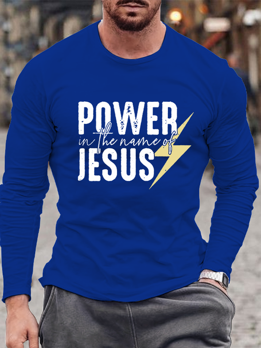Power In The Name Of Jesus Crew Neck Long Sleeve T-Shirt
