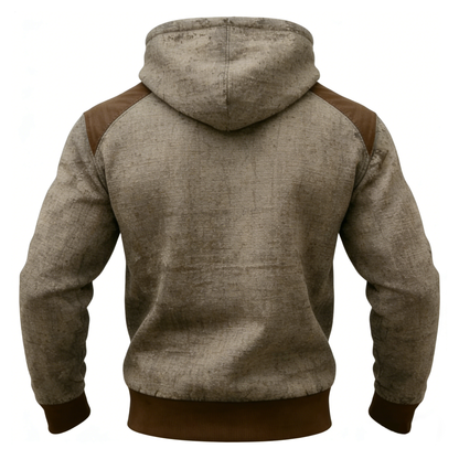 Celtic Retro Viking Hoodie with Nordic Fleece Collar & Vegvisir