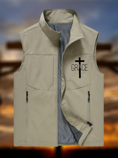 Grace Cross Jesus God Christian Outdoor Quick-dry Vest