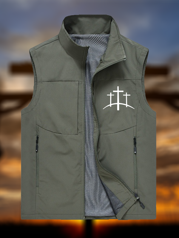 Cross Printed Jesus God Christian Outdoor Quick-dry Vest