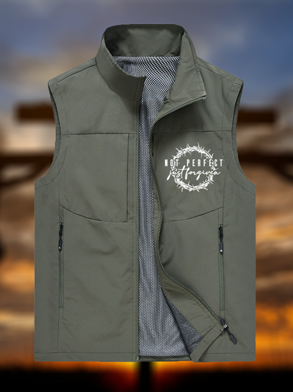 Not Perfect Just Forgiven Religious Jesus God Christian Outdoor Quick-dry Vest