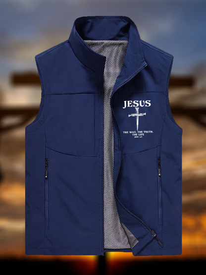 Jesus The Way The Truth The Life Jesus God Christian Outdoor Quick-dry Vest