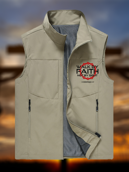 Walk By Faith Not By Sight 2 Corinthians 5:7 Jesus God Christian Outdoor Quick-dry Vest