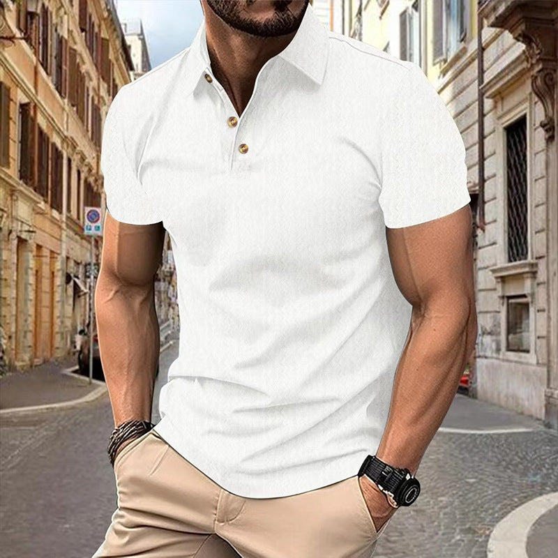 Men's Solid Color Slim Fit Short Sleeve Polo Shirt