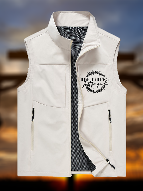 Not Perfect Just Forgiven Religious Jesus God Christian Outdoor Quick-dry Vest