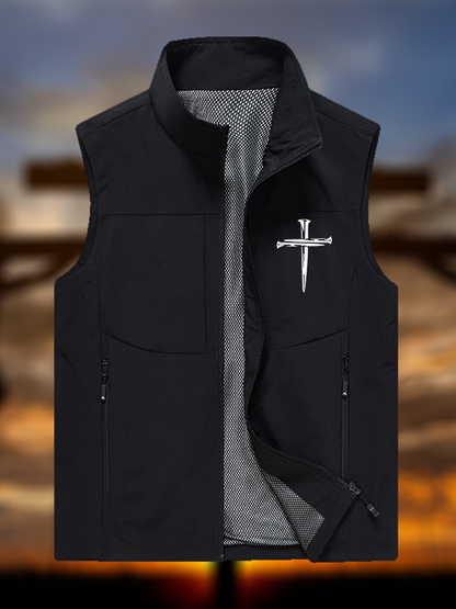 Cross Printed Jesus God Christian Outdoor Quick-dry Vest