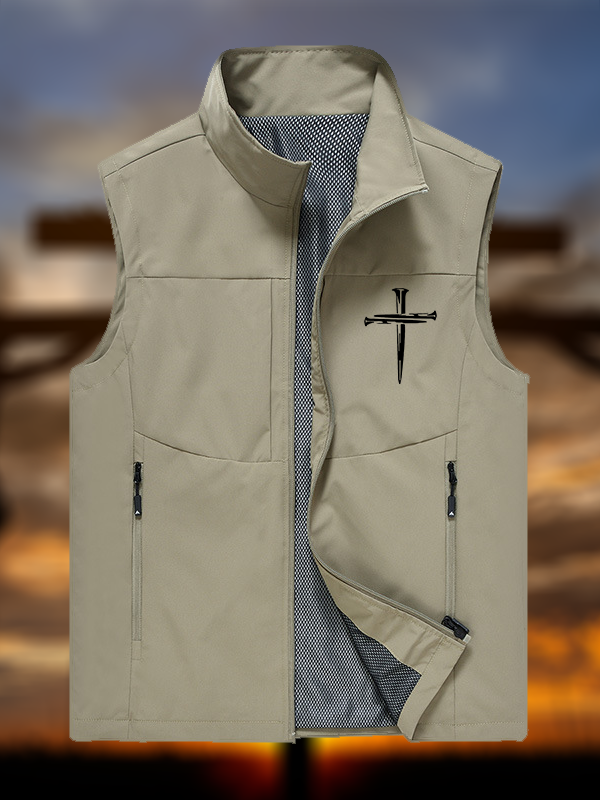 Cross Printed Jesus God Christian Outdoor Quick-dry Vest