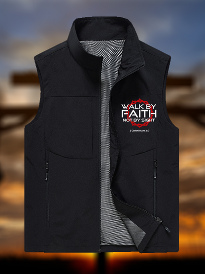 Walk By Faith Not By Sight 2 Corinthians 5:7 Jesus God Christian Outdoor Quick-dry Vest