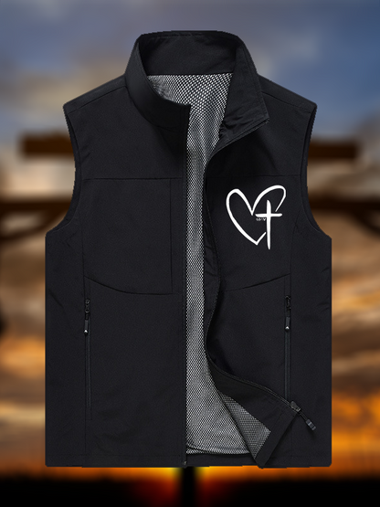 Cross Heart Jesus God Christian Outdoor Quick-dry Vest