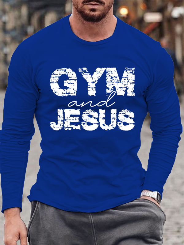 Gym and Jesus - Faith & Fitness Christian Cotton Long Sleeve T-Shirt