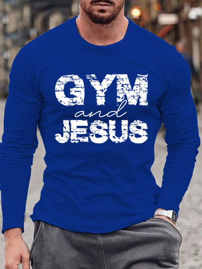 Gym and Jesus - Faith & Fitness Christian Cotton Long Sleeve T-Shirt