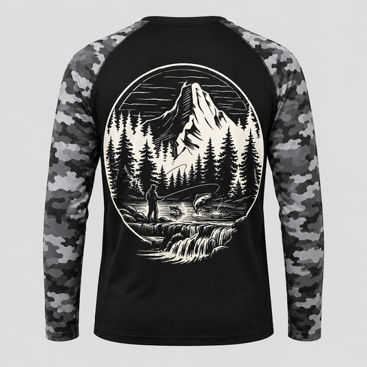 Custom Mountain Fishing Long Sleeve Shirt