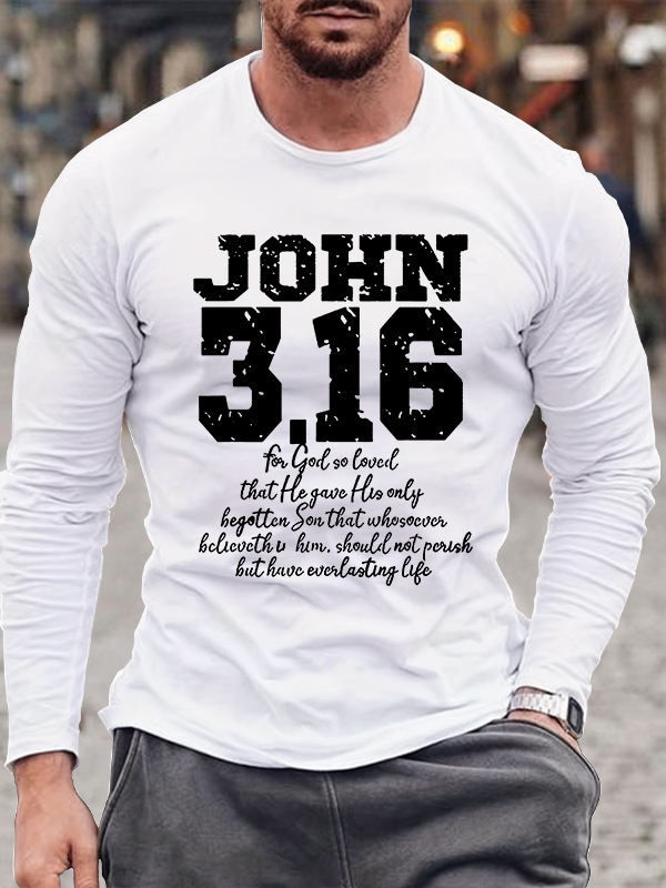 For God So Loved The World John 316 Bible Verse Christian Cotton Long Sleeve T-Shirt