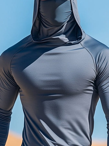 Men's Outdoor Sun Protection Breathable Cool Hooded Sun Protection Long Sleeve Top