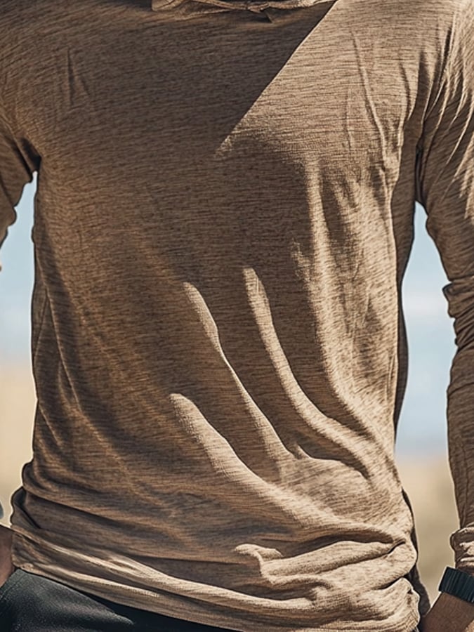 Men's Outdoor Sun Protection Breathable Cool Mask Hooded Sun Protection Long-Sleeved Top