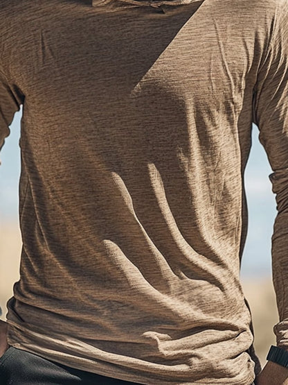 Men's Outdoor Sun Protection Breathable Cool Mask Hooded Sun Protection Long-Sleeved Top