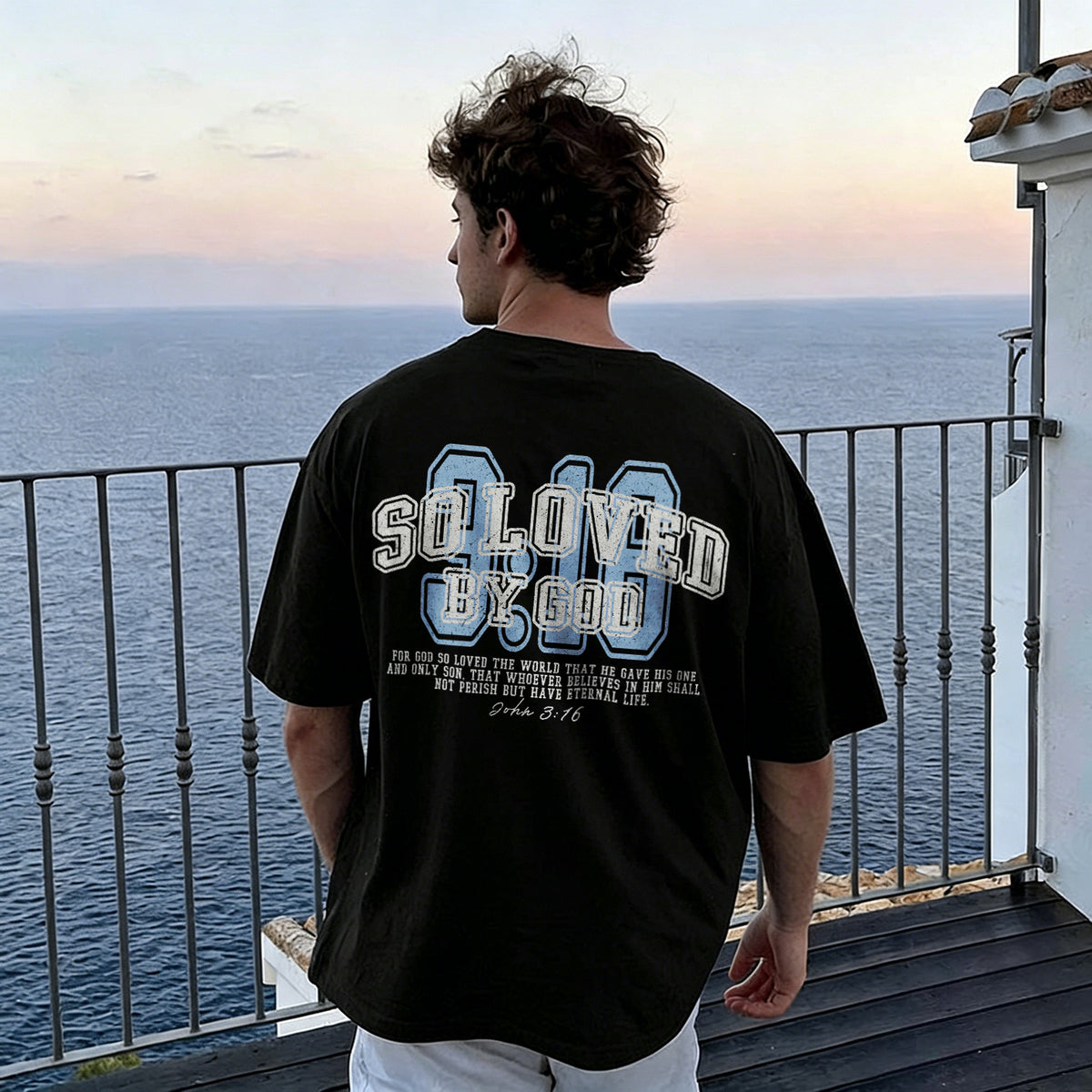 So Loved By God, For God So Loved The World That He Gave His One And Only Son Printed Men's T-shirt