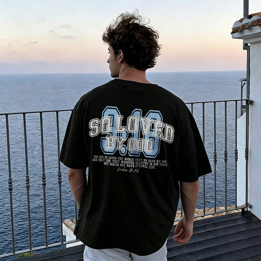 So Loved By God, For God So Loved The World That He Gave His One And Only Son Printed Men's T-shirt