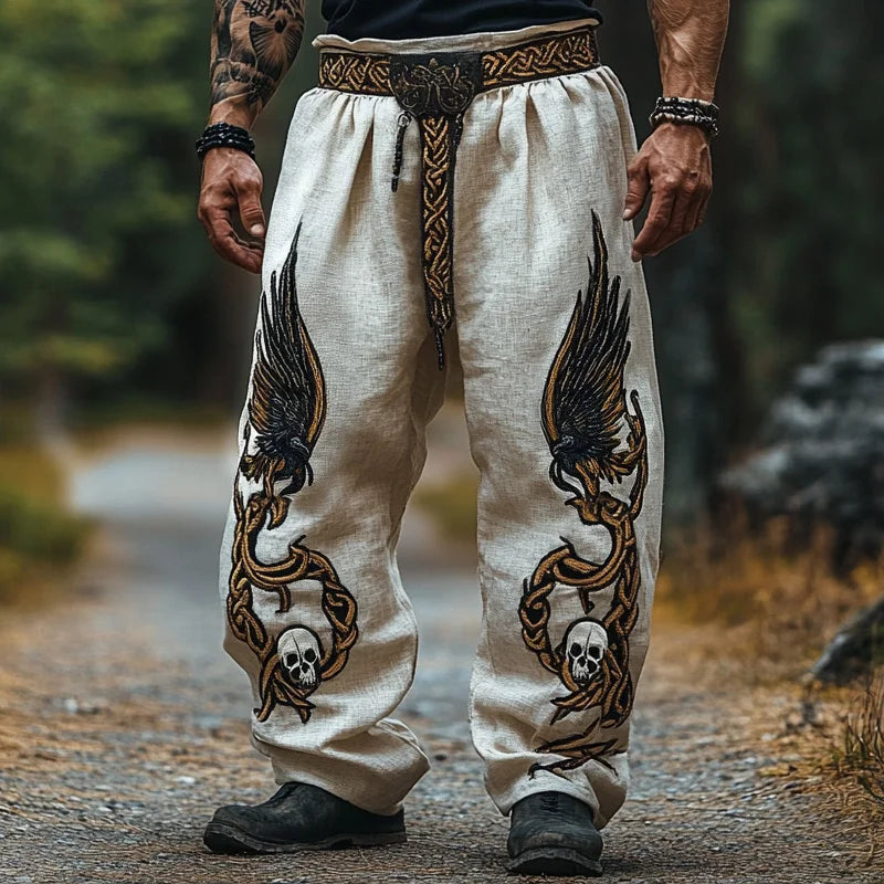 Men's Viking Celtic Tribal Raven Knot Pattern Pants