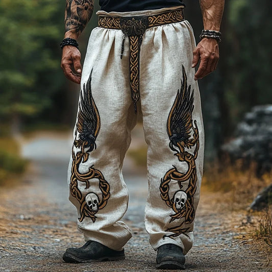 Men's Viking Celtic Tribal Raven Knot Pattern Pants