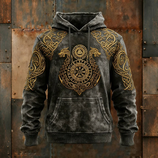 Men's Viking Valcnut Vegvisir Print Hoodie