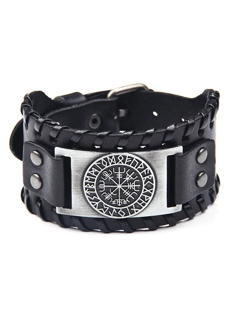 Men's Vintage Retro Viking Compass Vegvisir Bracelet