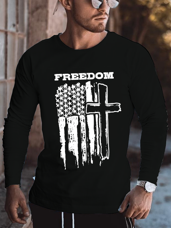 Freedom Cross Vertical Flag Long Sleeve