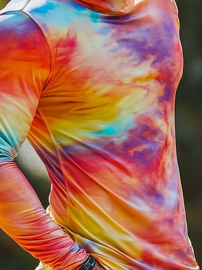 Men's Outdoor Sun Protection Breathable Cool Colorful Mask Hooded Sun Protection Long-Sleeved Top
