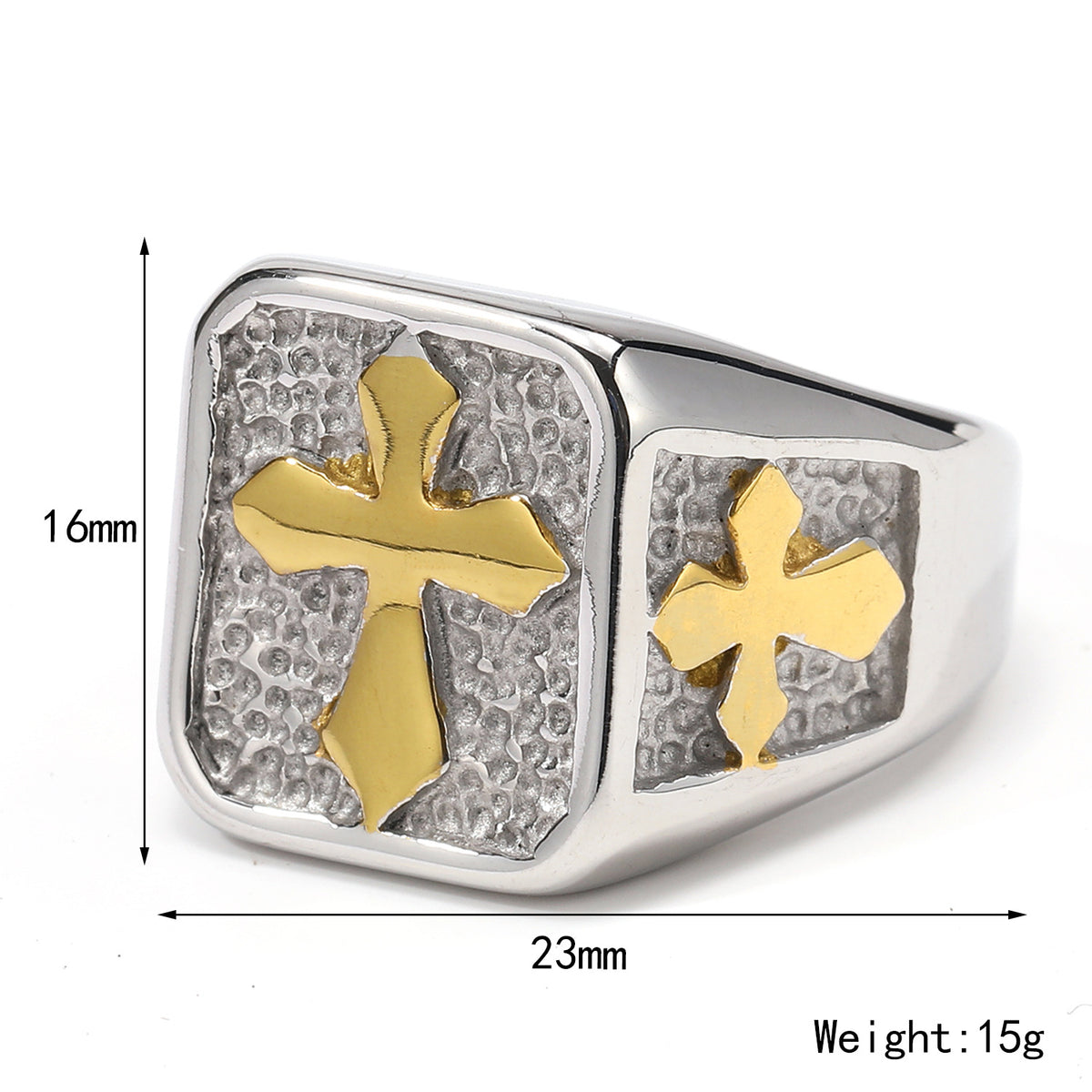 Retro-style Cross Ring