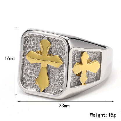 Retro-style Cross Ring