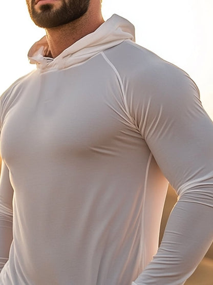 Men's Outdoor Sun Protection Cool Hooded Sun Protection Long Sleeve Top