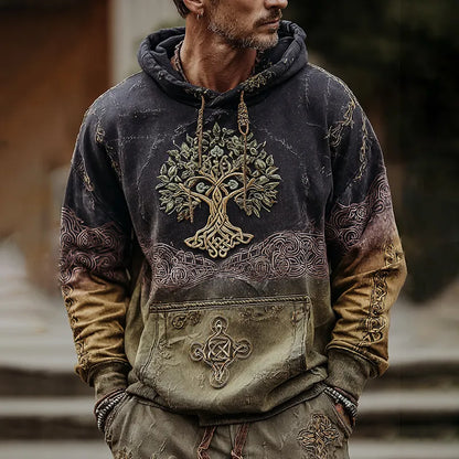 Nordic Viking Inspired Tree Of Life Casual Long-Sleeve Hoodie