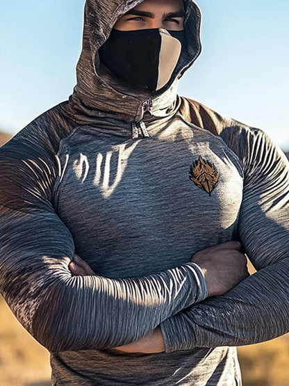 Men's Outdoor Sun Protection Breathable Cool Hooded Sun Protection Long Sleeve Top