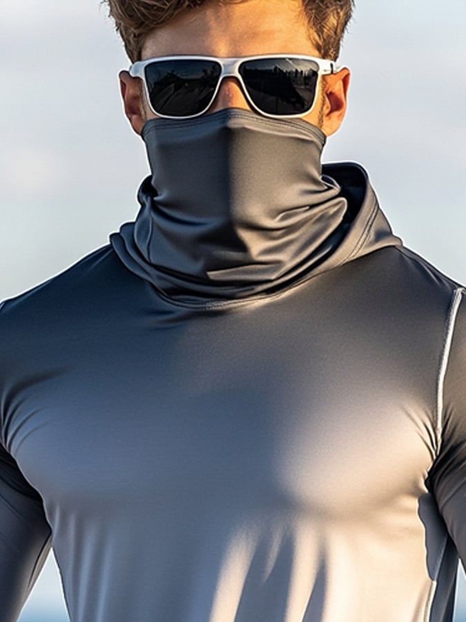 Men's Outdoor Sun Protection Breathable Cool Hooded Sun Protection Long Sleeve Top