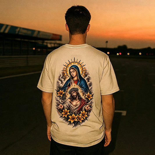 Virgin Mary And Jesus Graphic Tee Printed Men's T-shirt