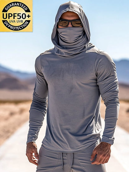 Men's Outdoor Sun Protection Breathable Cool Hooded Sun Protection Long Sleeve Top